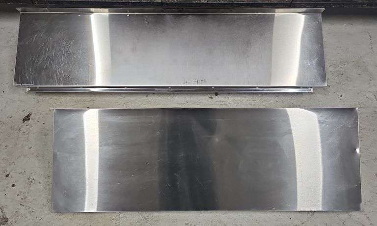 (2) Stainless Wall Shelves and (1) Ticket Rail. (1) 12"×36" and (1)12"×48" with Ticket Rail