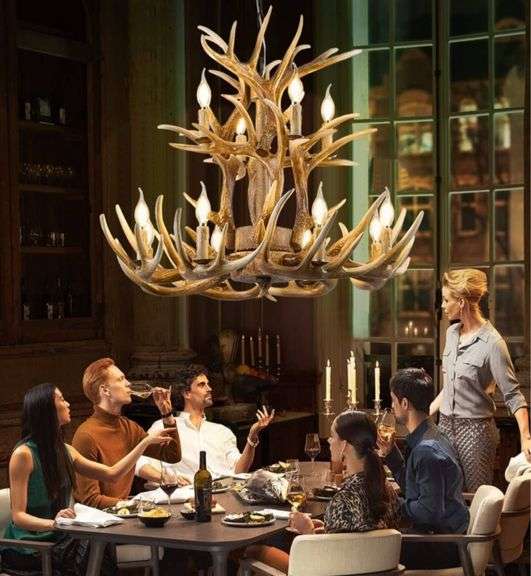 Faux Antler Lighted Chandelier
