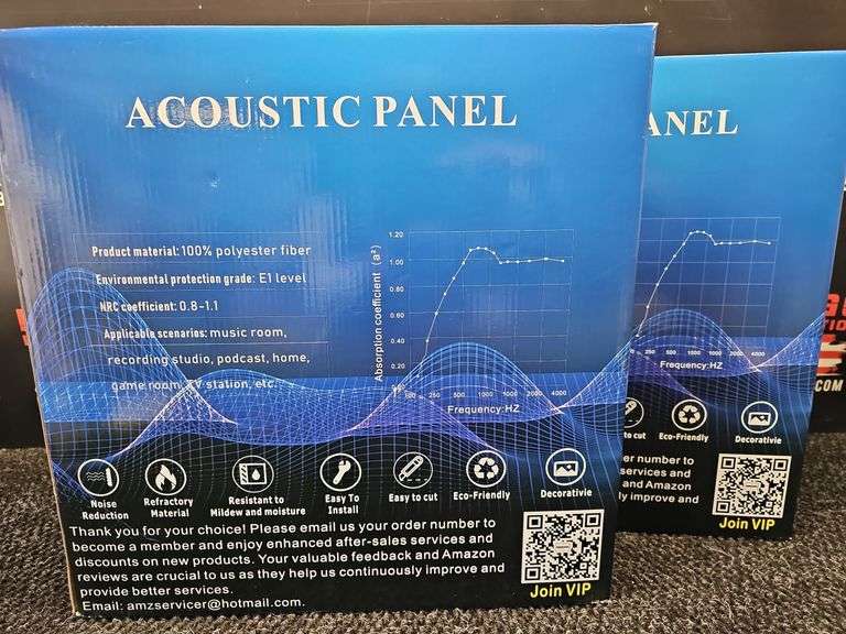 (2) Boxes Acoustic Panels, (10) per Box. 16"×16"