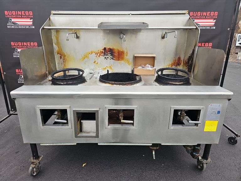 3 Burner Wok with Extra Burner Parts and Faucets 68"×40"×60"