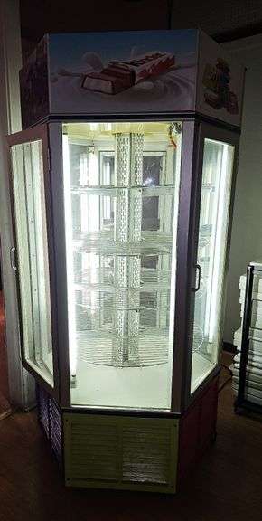 Glass Door Rotating Shelf, Display Cabinet with 3 Doors 75"×36"