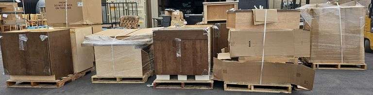 (9) Pallets of Kitchen Cabinets, Molding, Counters, and More (Read Description)