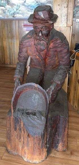 Vintage Hand Carved Mining Statue