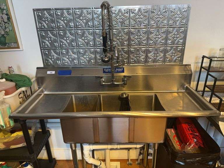 3 Compartment Sink w/ Prerinse Faucet