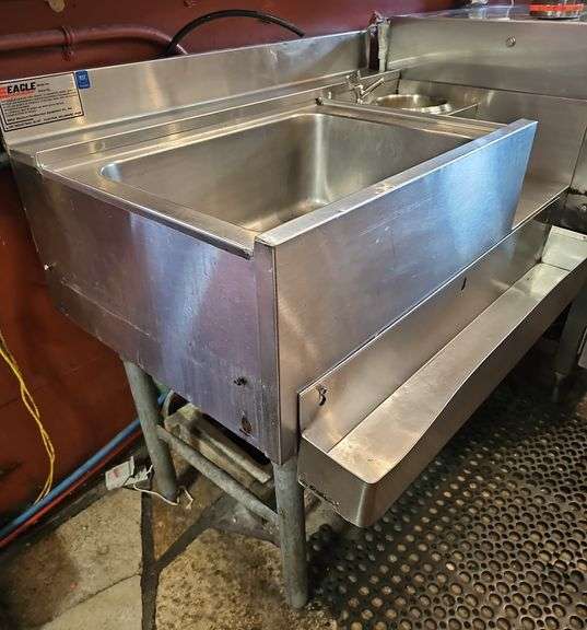 Back Bar Ice Bin with Dump Sink 36"×22" and Speed Rail