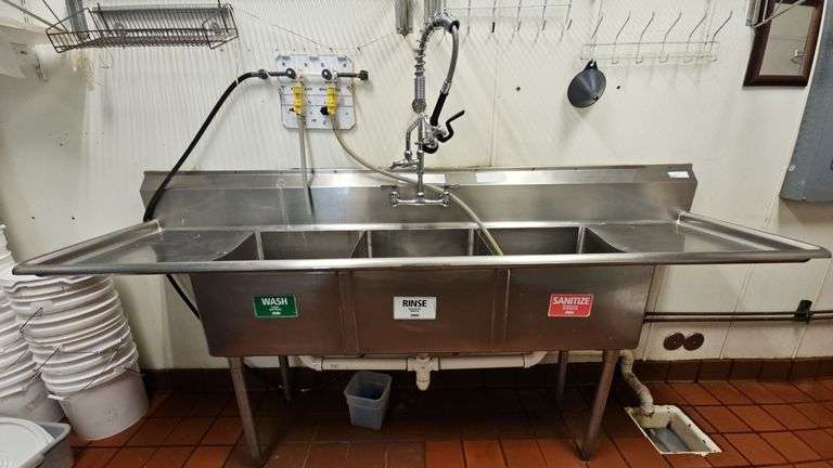 3 Compartment Sink,  90" with Faucett and Sprayer