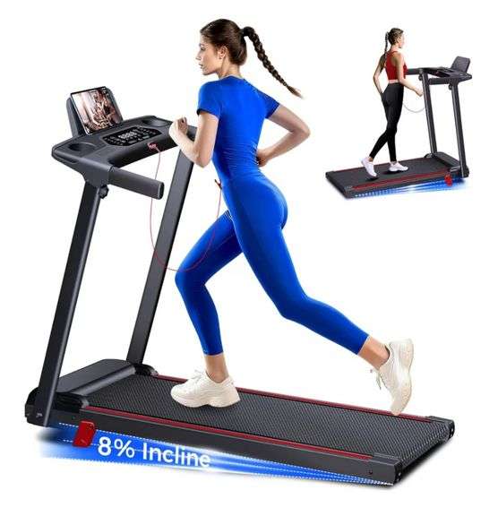 Treadmill with 8% Incline, Walking Pad Treadmill with Handle Bar, Foldable