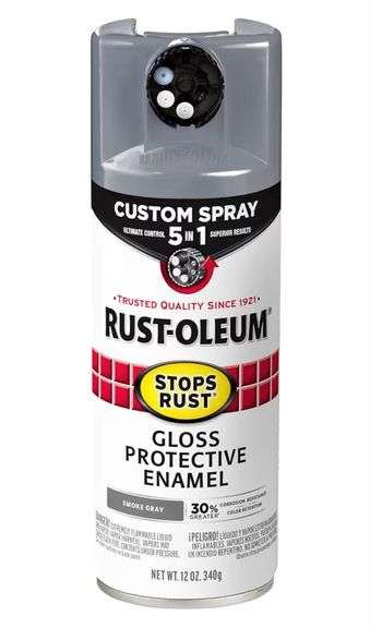 (18 cans) Rust-Oleum 376897 Stops Rust Custom Spray 5-in-1 Spray Paint, 12 oz, Gloss Smoke Gray