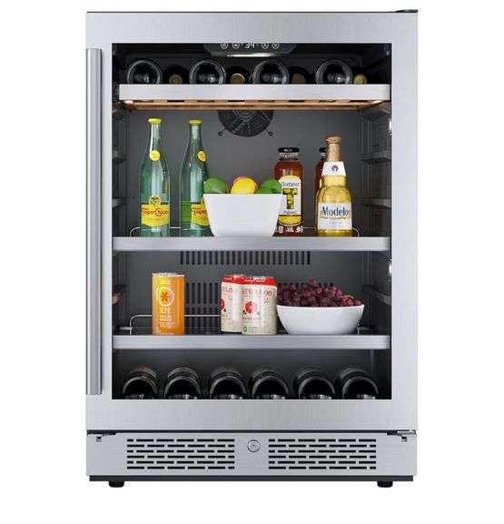 Avallon 24 Inch Wide 14 Bottle Capacity and 82 Can Capacity Right Hinge Wine and Beverage Cooler - S