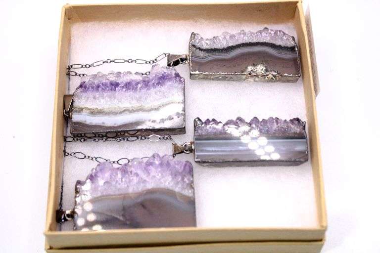 Luckyshine Mystical Purple Amethyst Pendant Necklace - Silver Plated Copper, 1 1/4 Inch