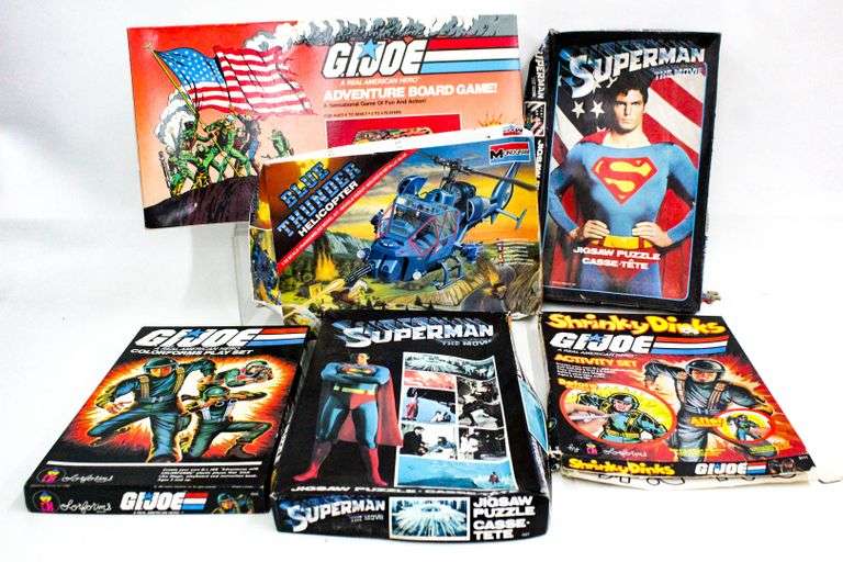 Vintage Superman Puzzle, Blue Thunder Helicopter model Kit, G.I. Joe ...
