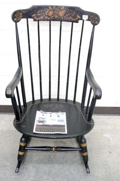 Nichols & Stone (original label) Hitchcock Rocking Chair Rocker Black ...