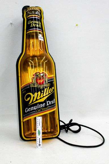 Vintage Miller Genuine Draft Light Up Advertising Neon Bottle Sign