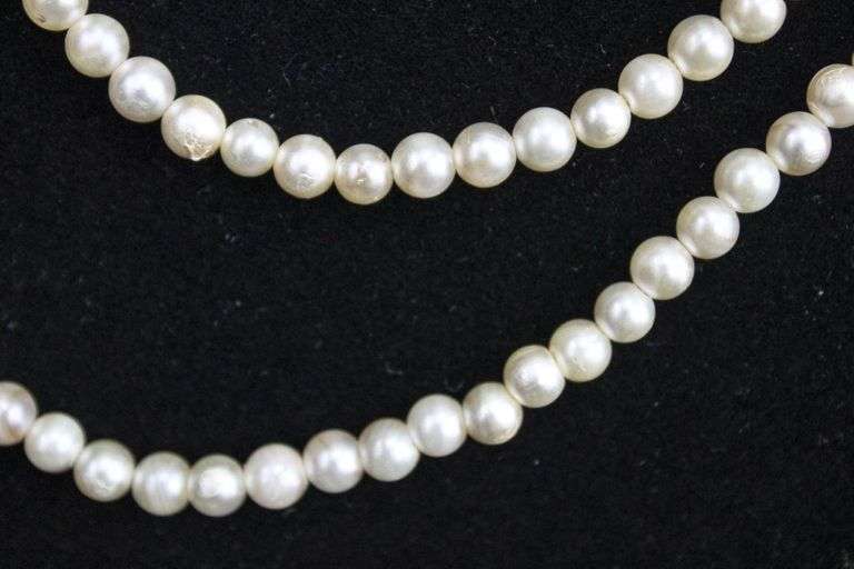 Double strand natural Pearl Necklace with Sterling findings Bunting