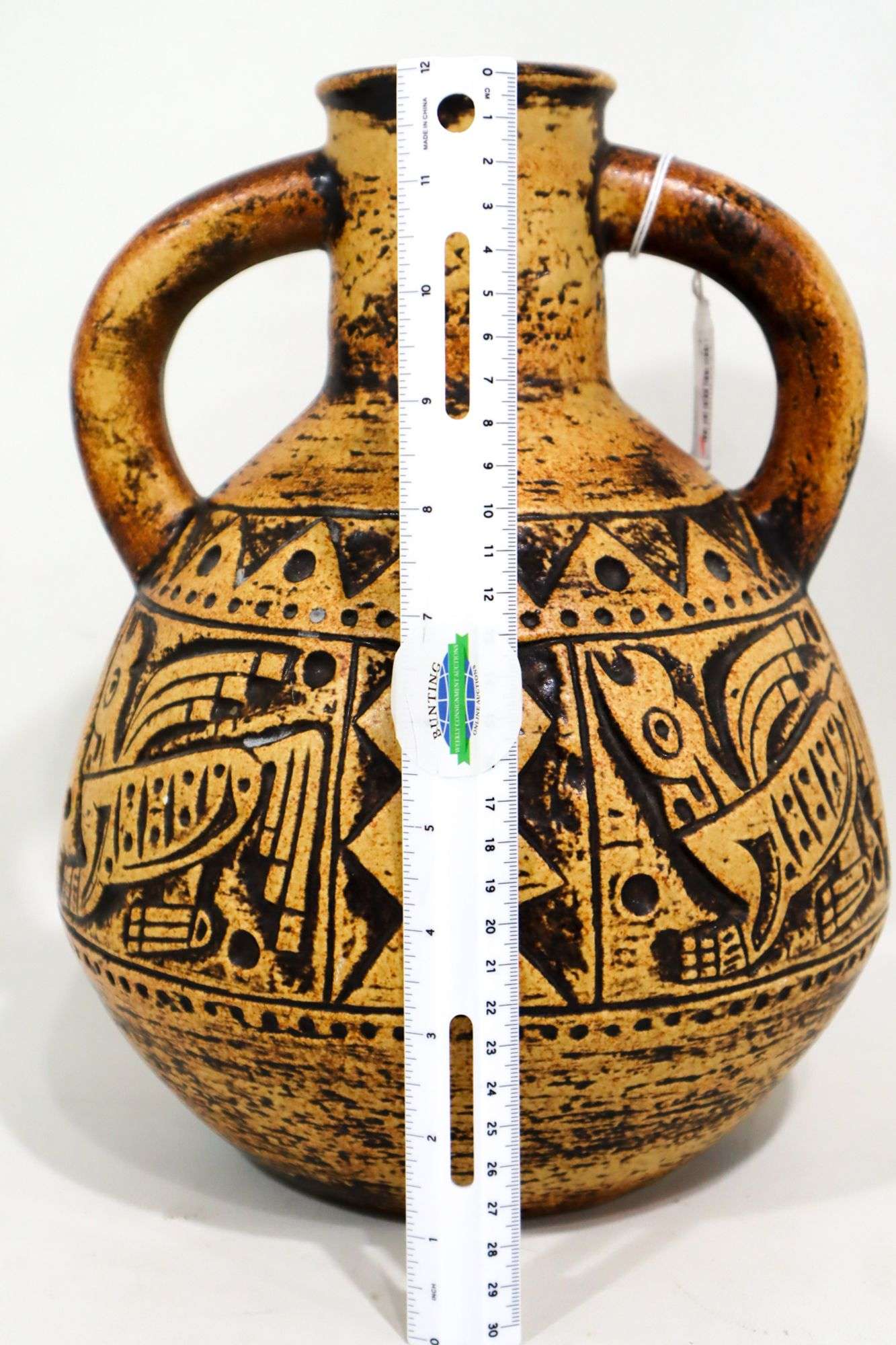 Fat Lava Pottery Azteken Aztec Ceramic Vase by Jasba - Marked on
