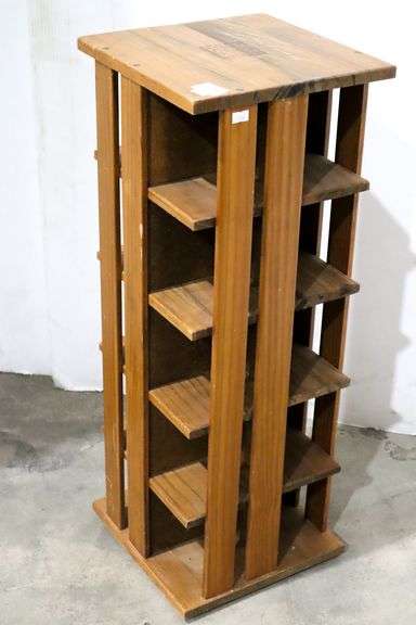 Vintage Napa Valley Box Wood CD/DVD Media Storage Carousel