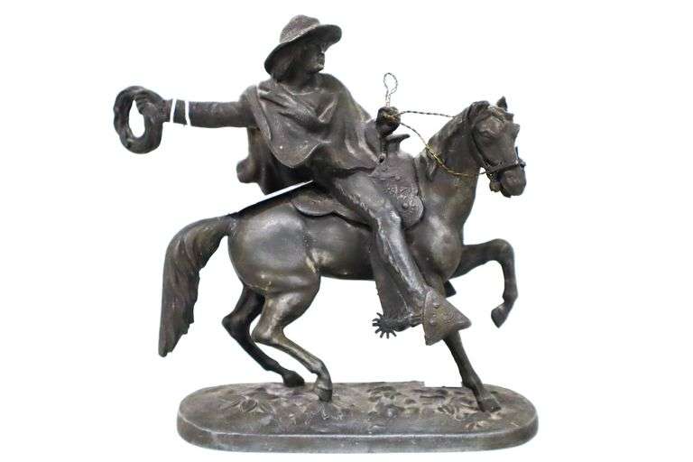Nicholas Muller - N. Muller's & Sons Cast Metal Sculpture No. 4880 - Range Rider on Horseback
