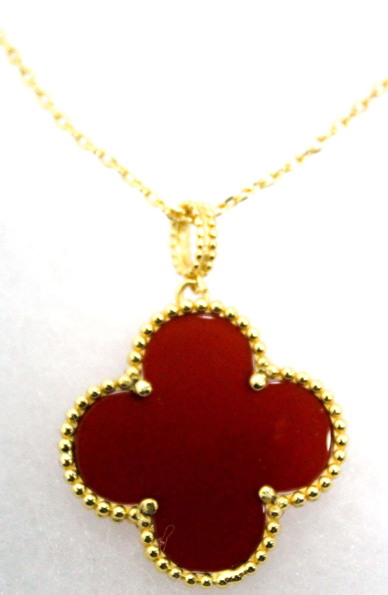 Van Cleef & Arpels Alhambra Carnelian labeled Necklace and Pendant 