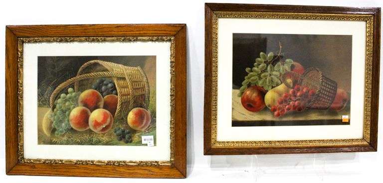 Victorian Style Fruit and Basket Theme Still Life Art Prints - Two ...