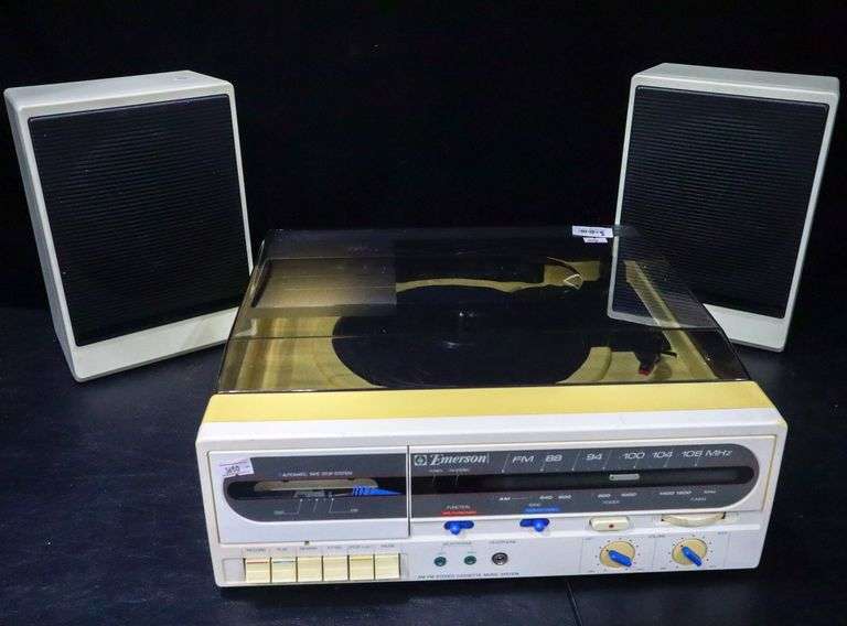 Vintage '80s Emerson Record Player Sound System Retro M2292. Bunting