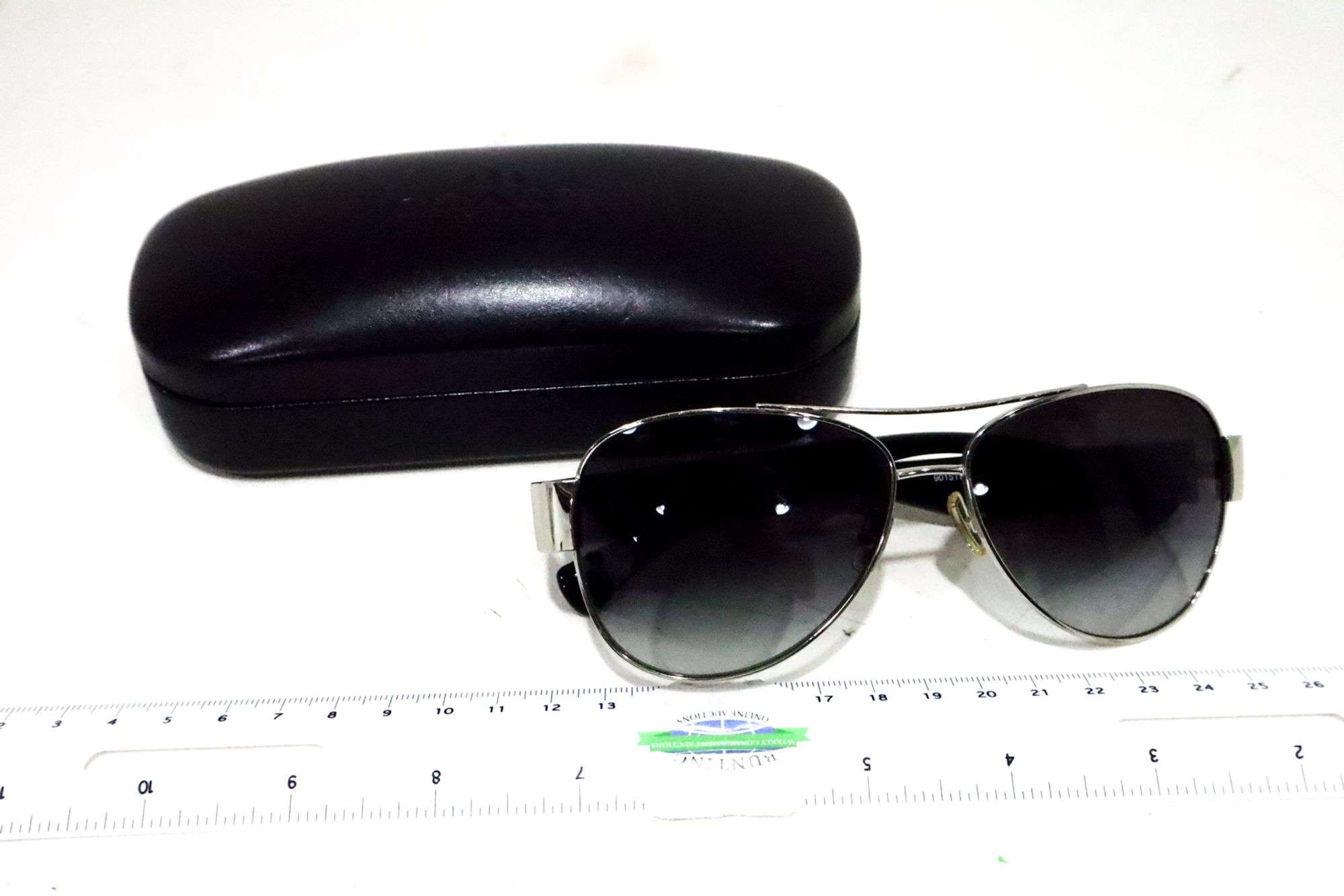 Coach Aviator Sunglasses HC 7049 (L944 Olivia) COACH Sunglasses. Silver/Black HC 7049 (L944 Olivia) w/Case  main image 2