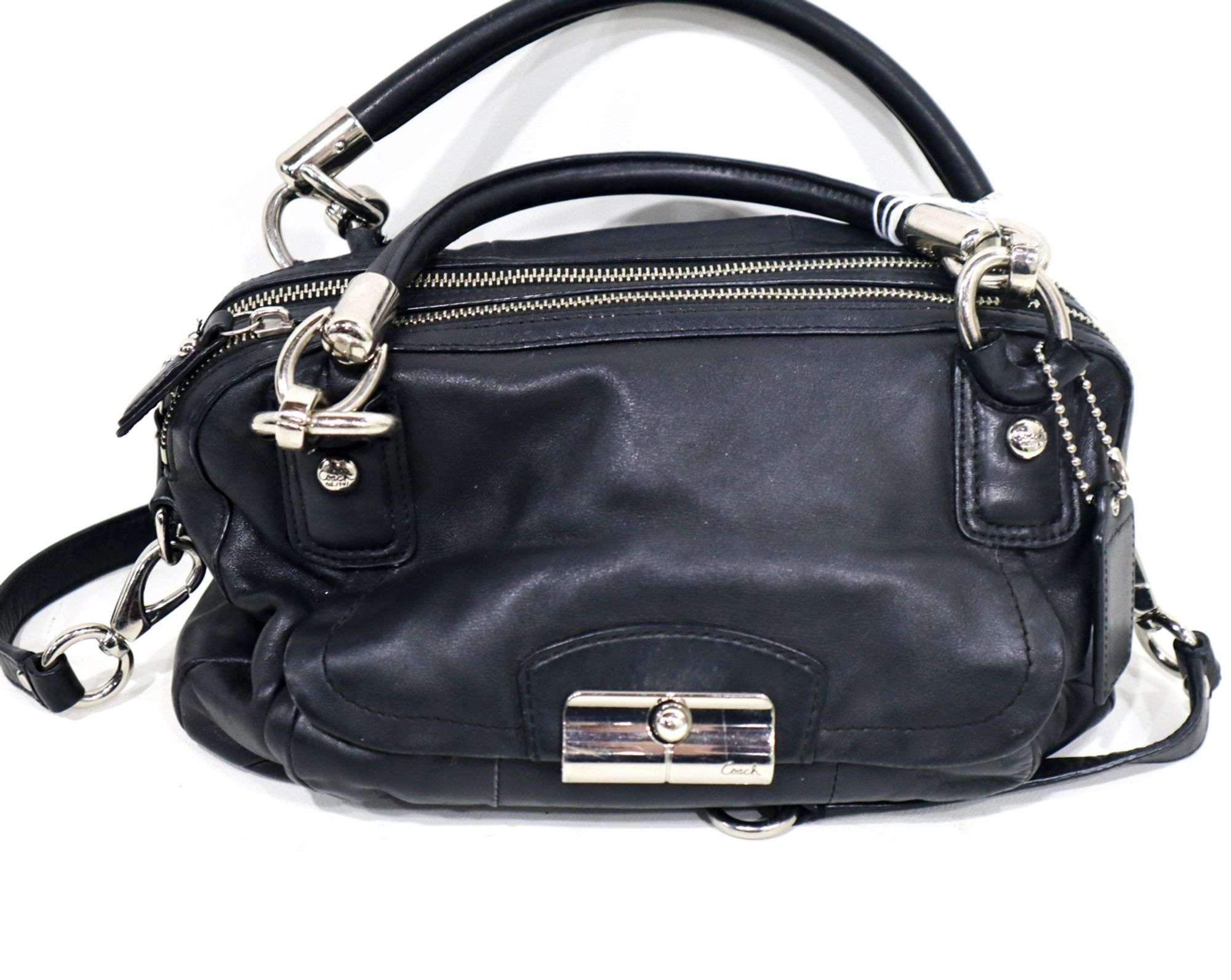 COACH レザービジネスバッグ COACH No. (L-1294-F22304) Black Leather Purse. 2 Top Zipper