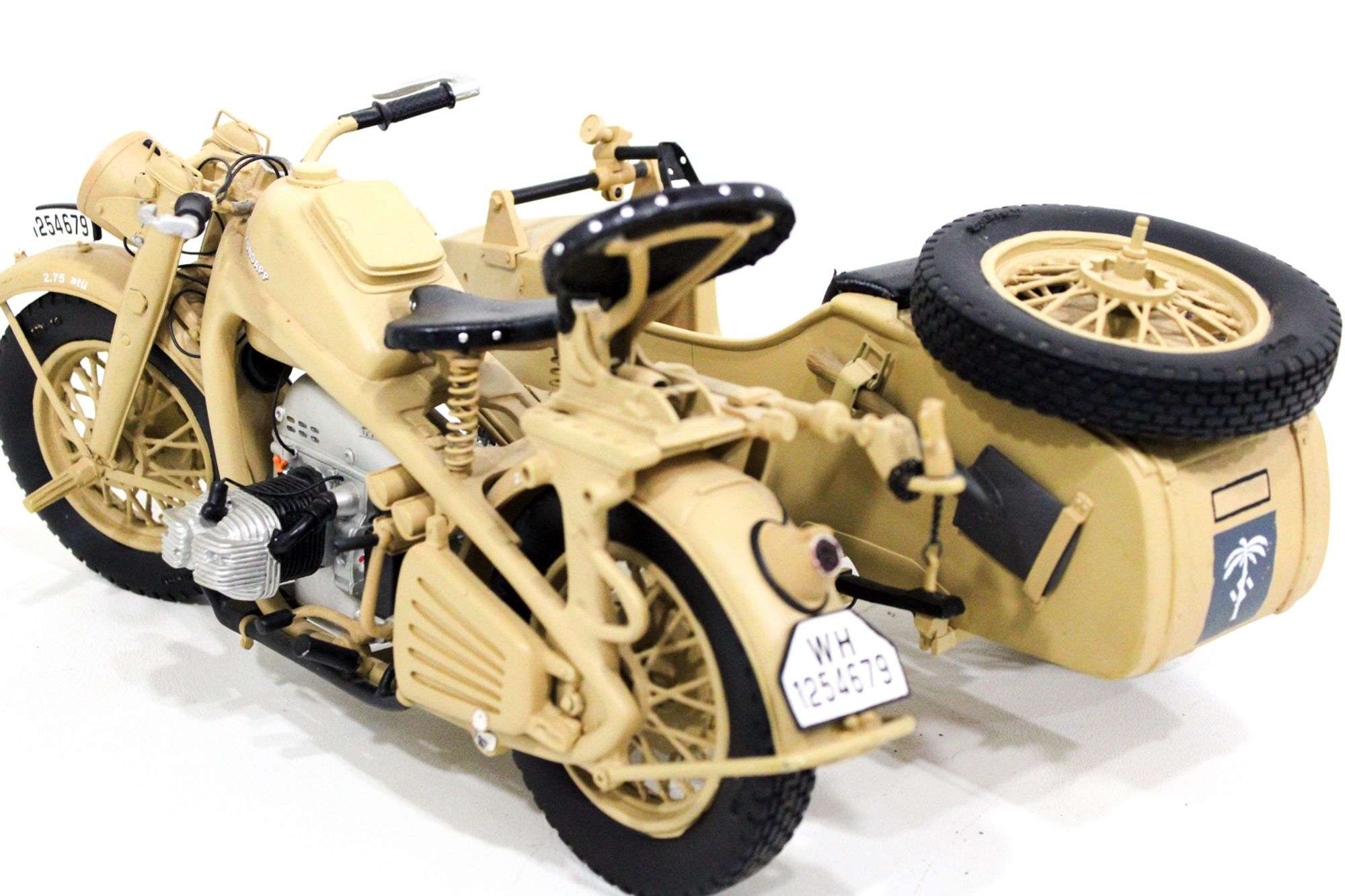 Schuco/Tamiya WW2 German BMW R75 Die Cast Motorcycle Sidecar 1/10