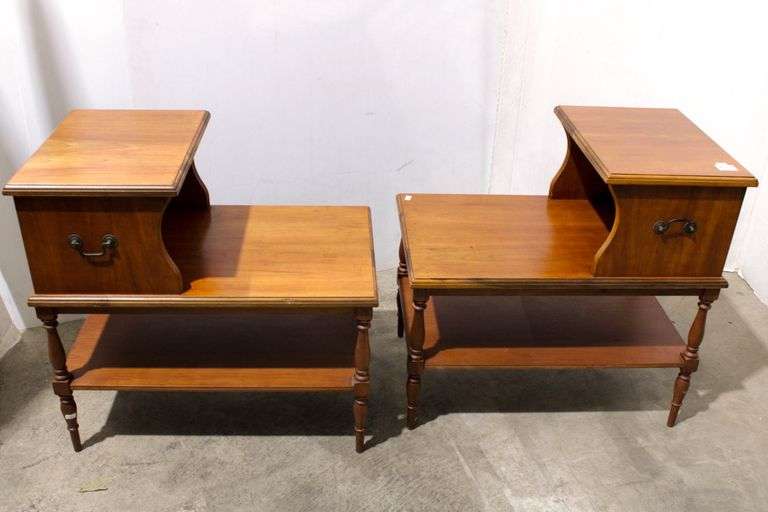 Mid Century Step-Back End Tables - Pair - 25 x 26 x 16 each - Bunting ...