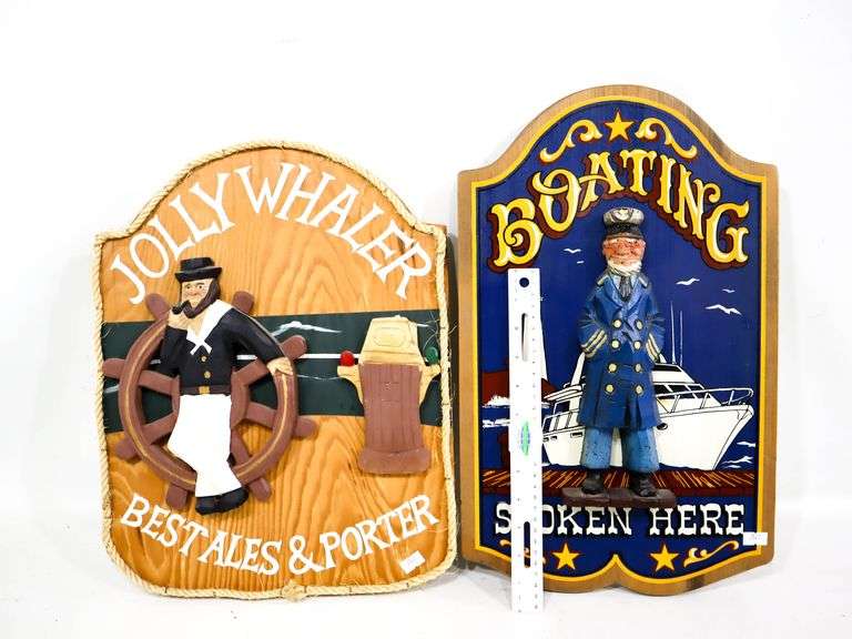 Nautical Wall Signs - "Jolly Whaler Best Ales & Porter" - and - "Boating Spoken Here" - 13 x 17 each