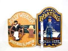Nautical Wall Signs - "Jolly Whaler Best Ales & Porter" - and - "Boating Spoken Here" - 13 x 17 each