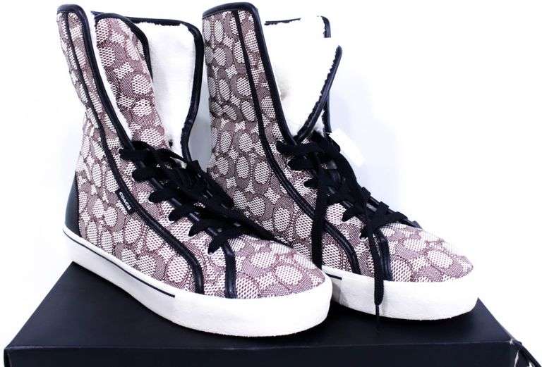 Coach Womens Txt Jacq Fold Over Cocoa Black Ankle Boots - Women's Size 9
