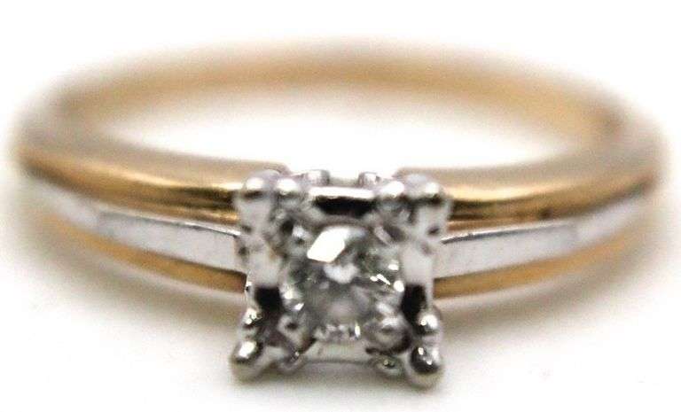 14 KT Gold Diamond Ring by Artcarved.  This Diamond (tested) ring was purchased in 1956, is in the original box and presentation case with the certificate of purchase.