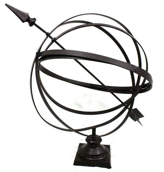 Wrought Iron Armillary Garden Arrow Sundial Sphere.  28"x21"