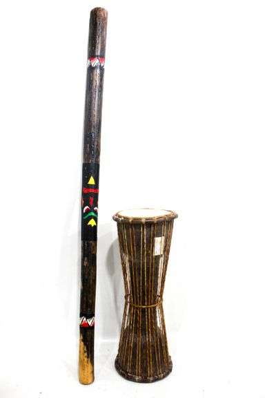 West African Walking Stick and Tambour Musical Instrument - Made in ...