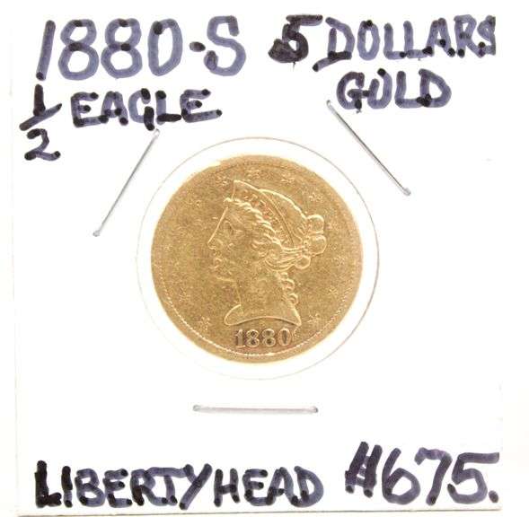 1880 "S" $5 GOLD Liberty Head 1/2  eagle
