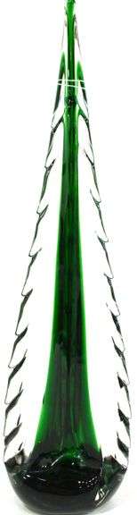 Green & Clear Glass Evergreen Christmas Tree.  20"H