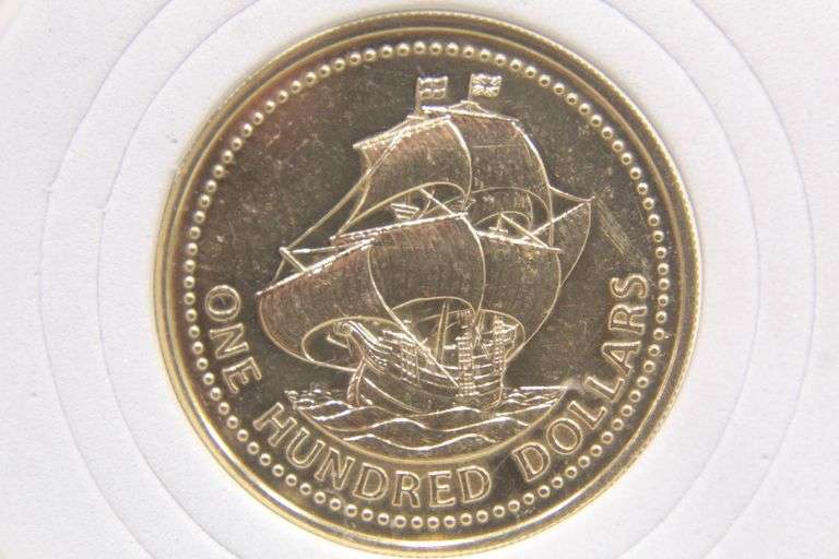 1975 Barbados $100 Gold coin , 14k Gold , 6.2 g