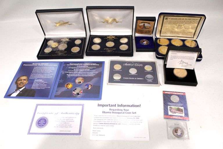 Gold Plated and Colorized Barack Obama Coins, 8 items - Bunting Online ...