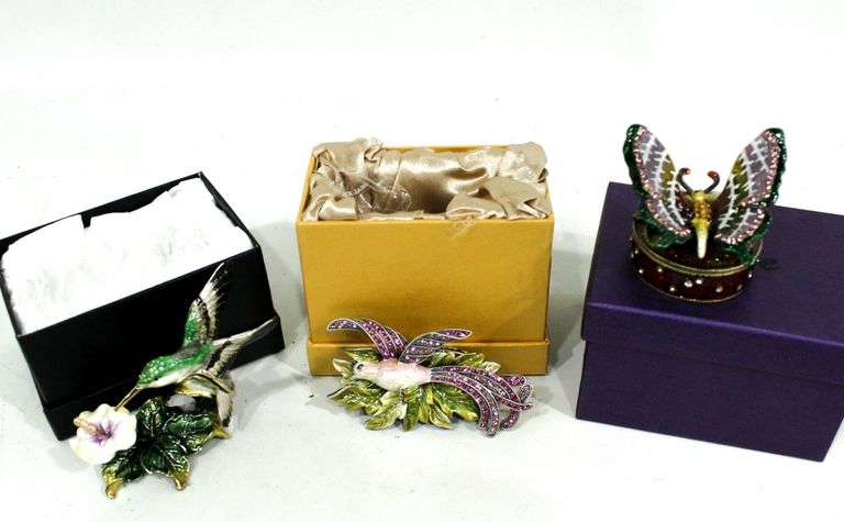 J.B.S Collection -and- Jere Trinket Boxs - Jeweled Bird of Paradise ...
