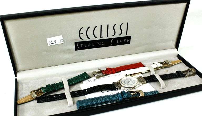 Ecclissi Watch Sterling Silver Back with Changeable Watch Bands ...