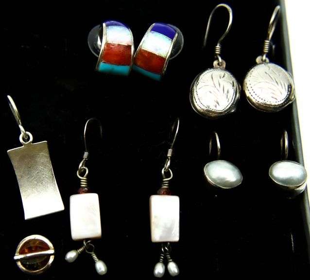 Silver Inlay Collection Sterling Silver Earring Collection - Pearls, Inlaid Stone, and More ...
