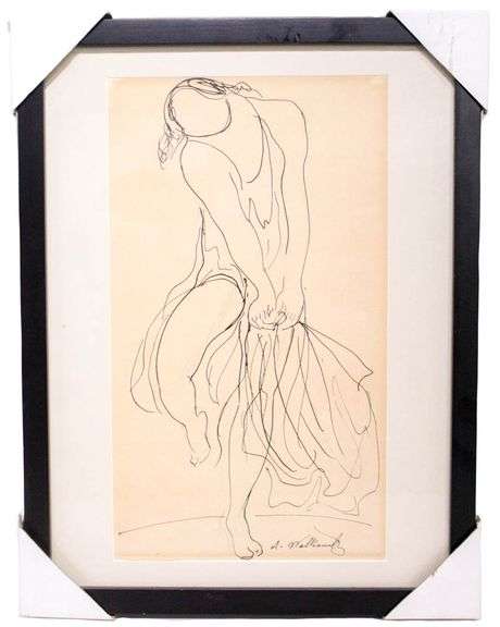 Ink and Pencil Drawing of Isadora Duncan by Abraham Walkowitz, Signed. - 17"x13"