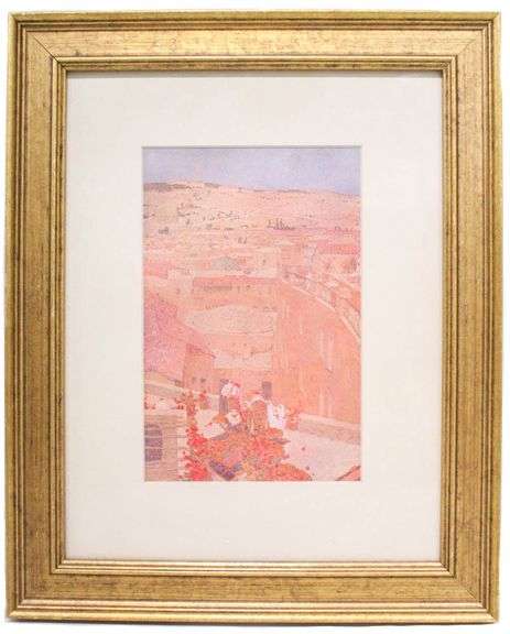"Mount of Olives as Seen from Jerusalem" by Jules Guerin. Image Size: 7.25" x 4.5", Frame Size: 13" x 10.5".