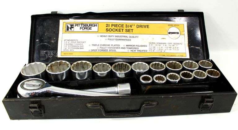 Pittsburgh Forge 21 Piece 3/4" Drive Socket Set - Bunting Online Auctions