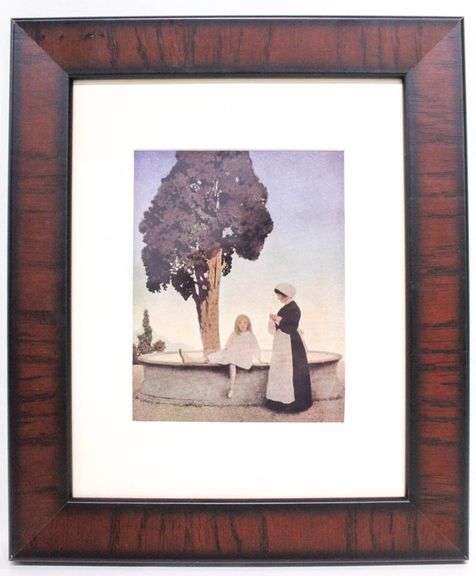 Young Girl Under A Large Oak Tree by Maxwell Parish. - 10.5"x12.5"
