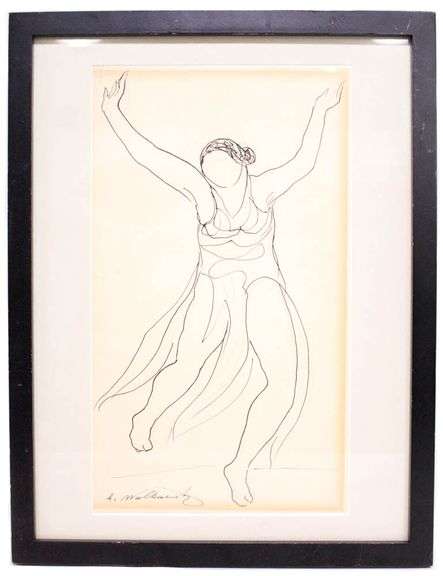 Ink and Pencil Drawing of Isadora Duncan by Abraham Walkowitz, Signed. - 17"x13"