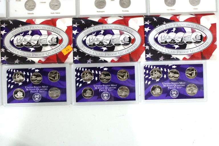 US Statehood Quarter proof sets , 2003 Gold edition x5 , 2005 San Francisco mint , x5 and 2008 Platinum Edition , x5 , 15 sets in total