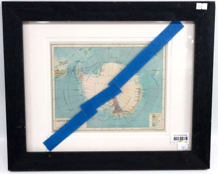Map Antartica Framed - 14" x 17"