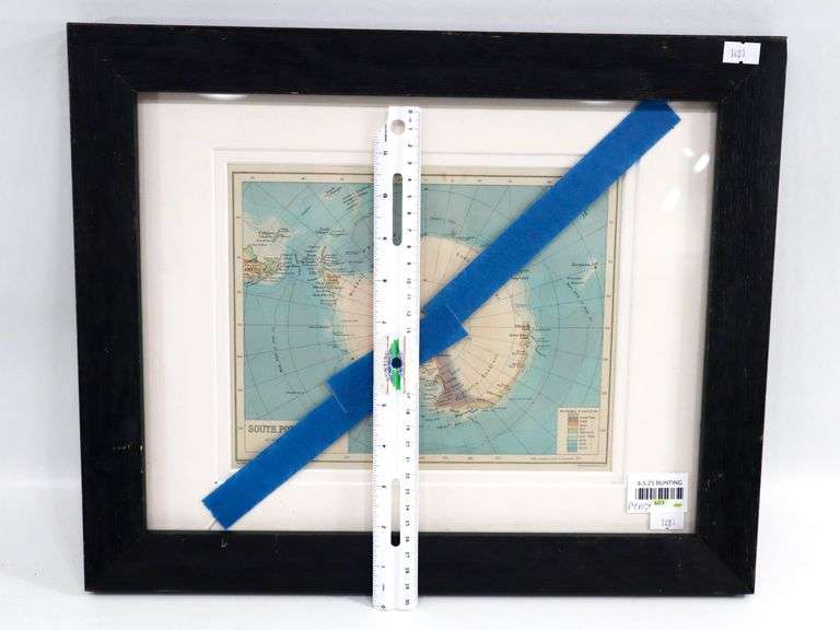 Map Antartica Framed - 14" x 17"