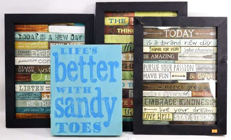 Set of Four Graphic Home Decor Pieces - framed